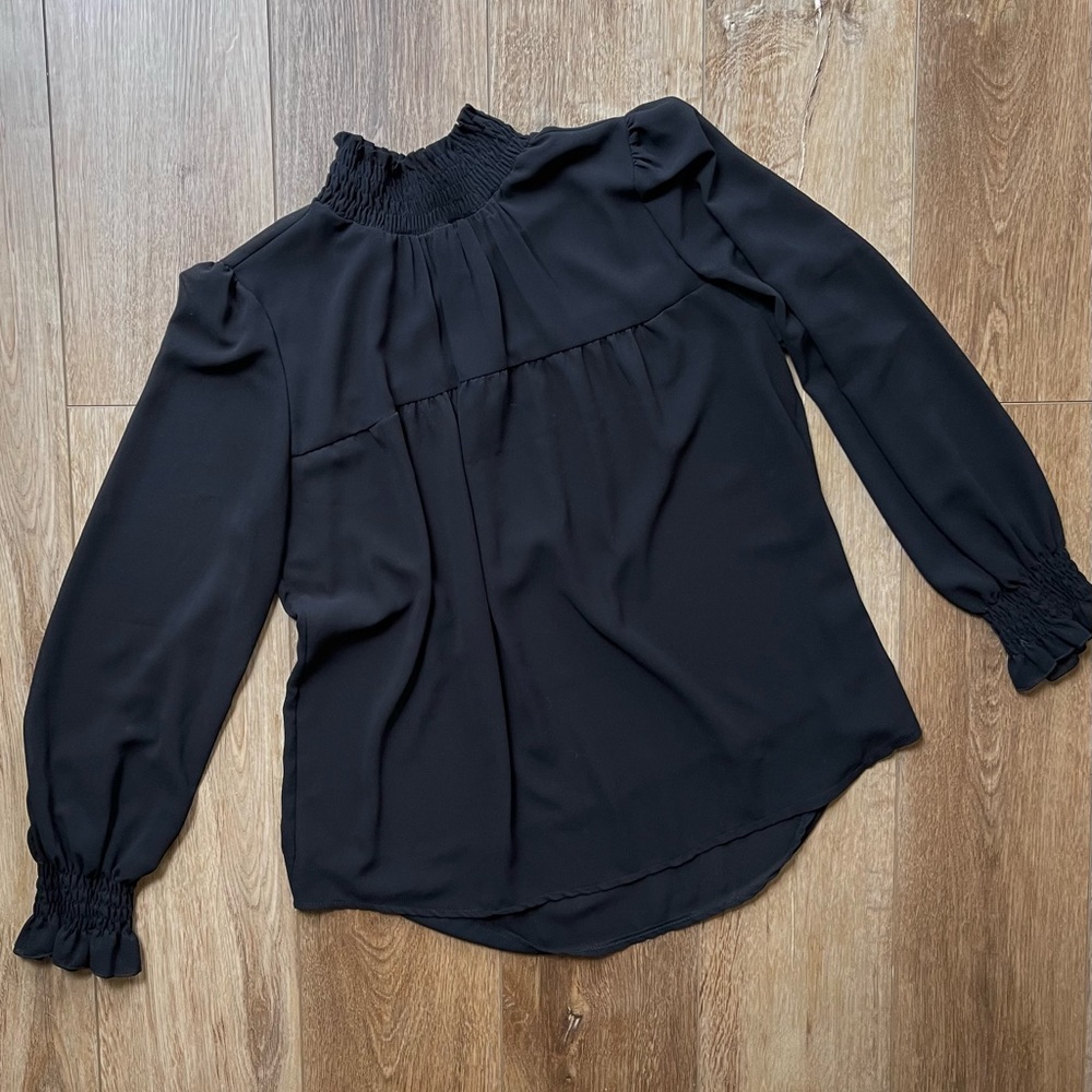 Black Mock Neck Blouse